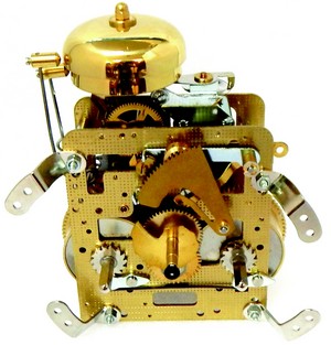 Hermle 150-080 mechanical wall and mantel clock movement with 8-day spring drive and half-hour strike bell on back