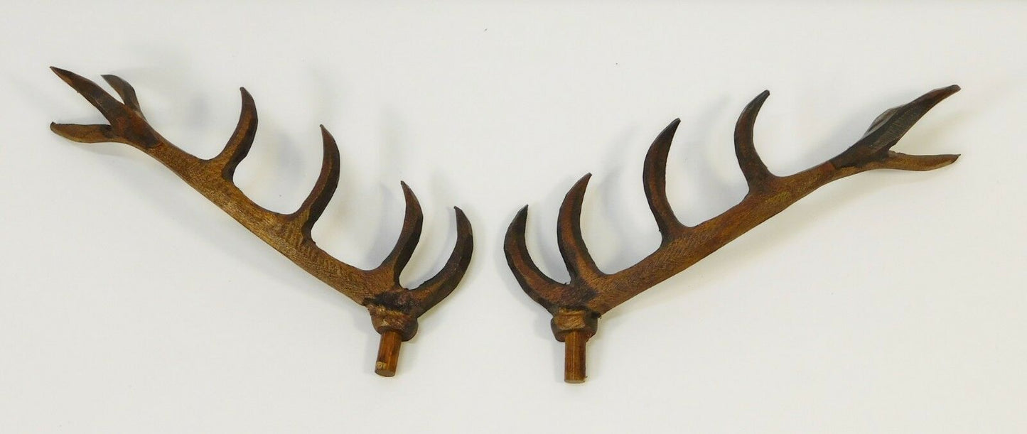 4 inch hand carved wooden deer antlers for hunter style cuckoo clock